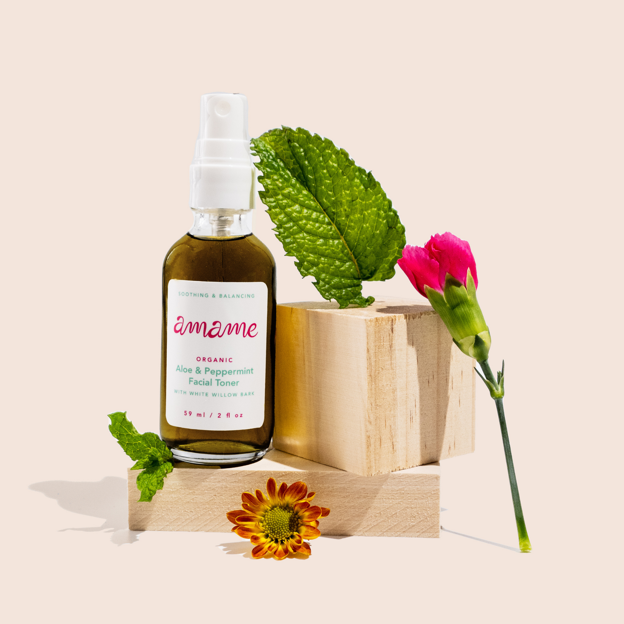 Organic Aloe & Peppermint Facial Toner with White Willow Bark