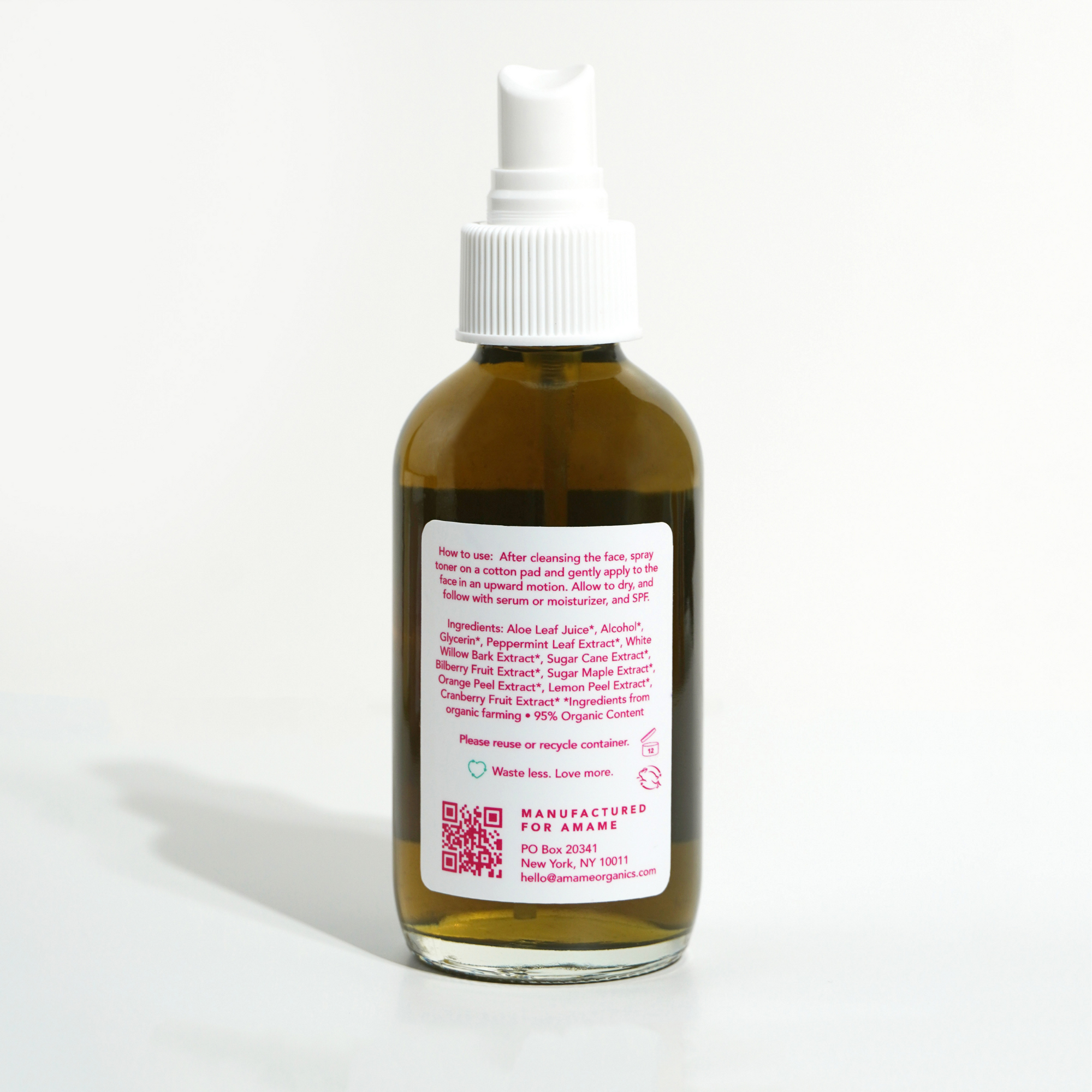 Organic Aloe & Peppermint Facial Toner with White Willow Bark